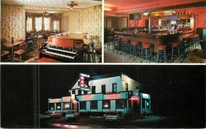 New York Long Island Night Neon Colonial Inn 1950s Gill Postcard 22-9864