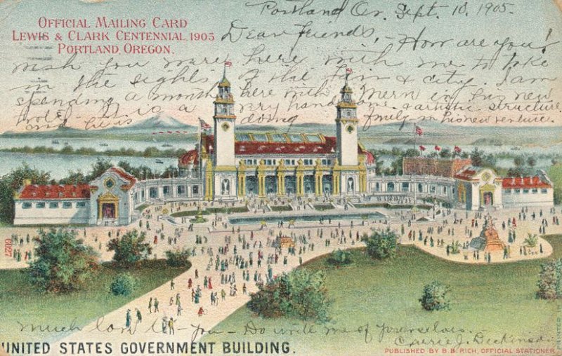 Portland Oregon Lewis & Clark Centennial U.S. Government Building pm 1905 - UDB
