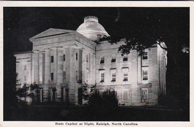 North Carolina Raleigh The State Capitol Building At Night 1942