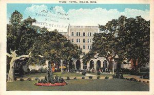 TIVOLI HOTEL BILOXI MISSISSIPPI HOTEL STATLER HANDSTAMP POSTCARD (c.1920s)