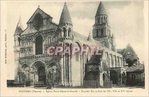 Old Postcard Poitiers (Vienna) Notre Dame church Facades Great Eastern and So...