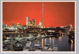 CN Tower And Toronto Skyline At Night From Ontario Place, Chrome Postcard