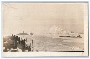 US Navy Postcard RPPC Photo Approaching NYC c1910's Unposted Antique