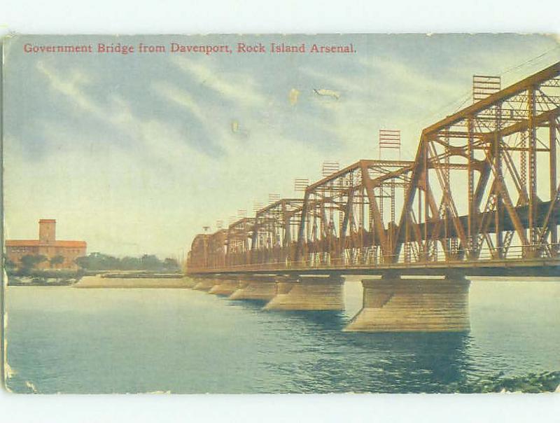 Divided-Back BRIDGE SCENE Rock Island Illinois And Davenport Iowa IA HJ1406