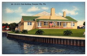 Vintage USO Club Building, Panama City, FL Postcard