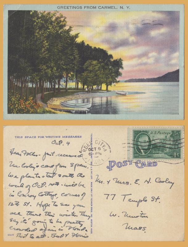 Greetings from Carmel New York - 1946