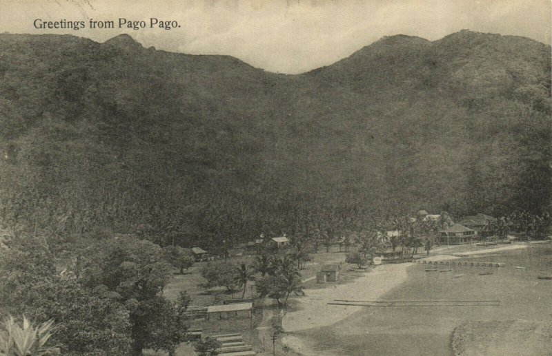 PC CPA SAMOA, PACIFIC, GREETINGS FROM PAGO PAGO, Vintage Postcard (b19477)