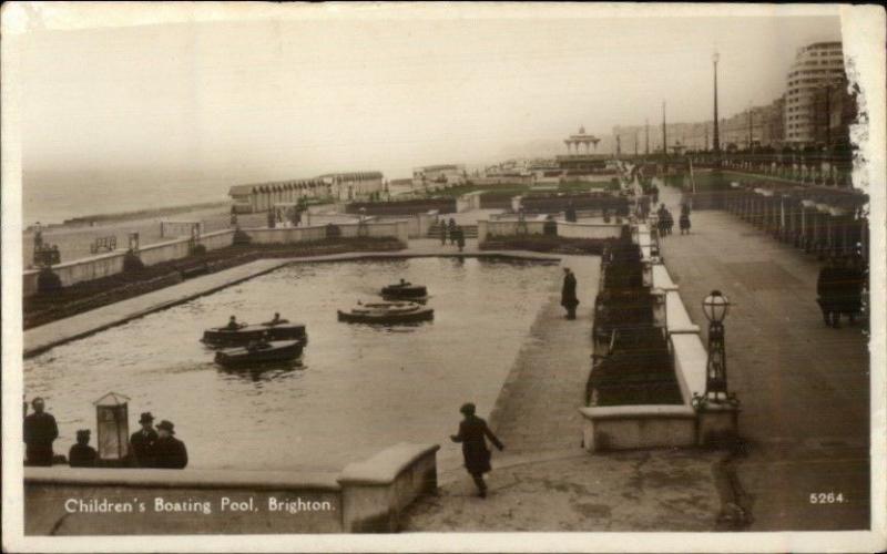 Brighton UK Children's Boating Pool c1930s Real Photo Postcard