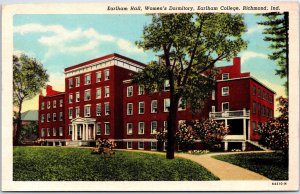 VINTAGE POSTCARD THE WOMEN'S DORMITORY AT EARLHAM COLLEGE RICHMOND INDIANA