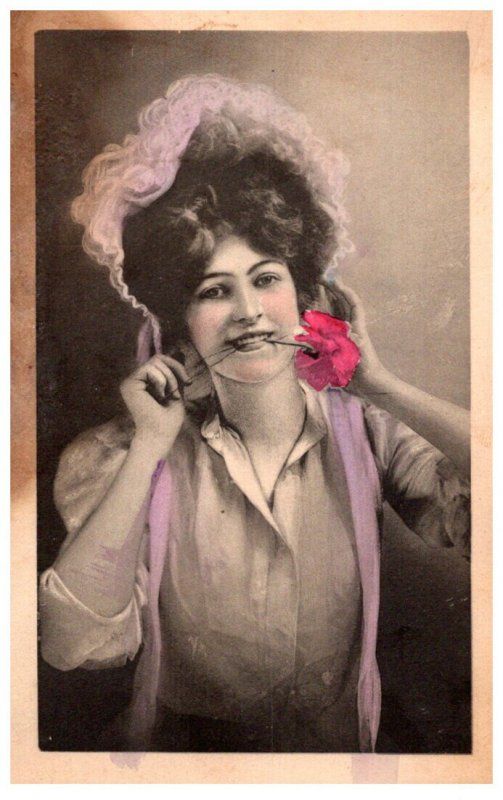 Victorian  Woman , Rose in Mouth