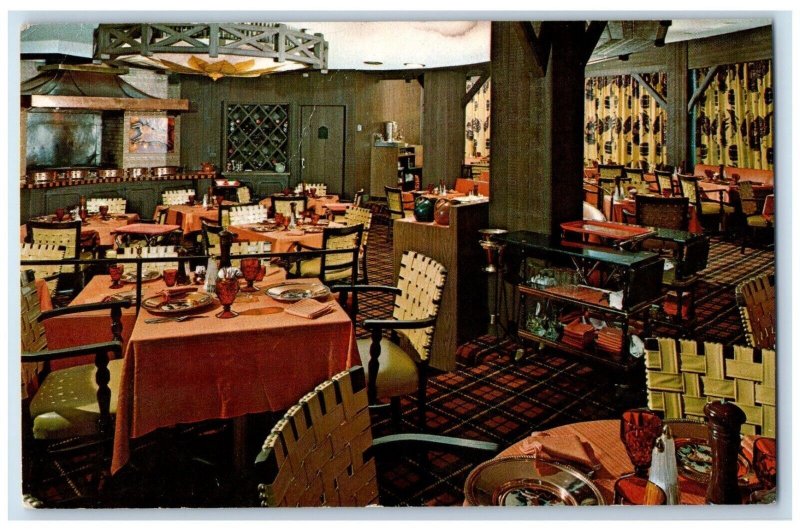 c1960 Interior Hearth Embers Manger Motor Inn Charlotte North Carolina Postcard