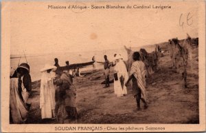 Sudan Soudan Français Chez les Pecheurs Somonos Vintage Postcard C038