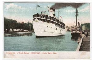 Steamer City of South Haven Chicago IL South Haven Line 1908 postcard