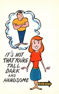 Vintage Postcard It's Not That You're Tall Dark And Handsome Comic Card