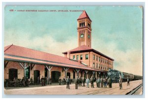 1911 Great Northern Railroad Depot Spokane Washington WA Mead WA Postcard