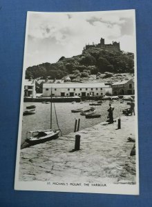 Vintage Real Photo Postcard  St.Michael's Mount The Harbour   Cornwall  F1D