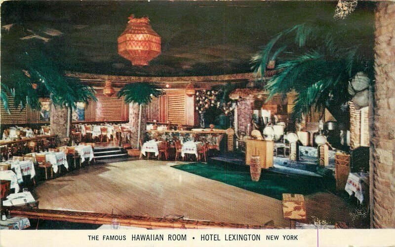 Hotel Lexington New York Tiki Cocktail Hawaiian 1953 Postcard 21-3139