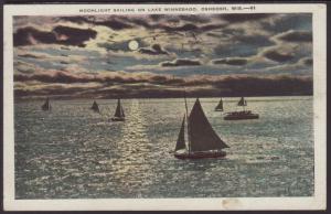 Moonlight Sailing,Lake Winnebago,WI Postcard