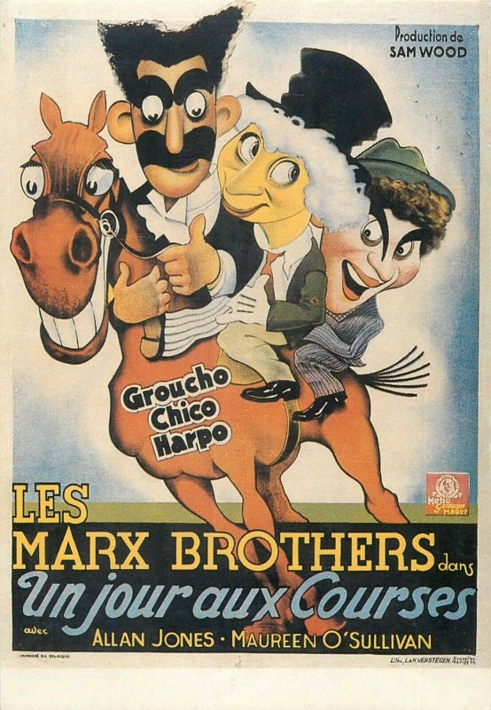 Marx Brothers by Sam Wood cinema movie poster card 1986  A Day at the Races  