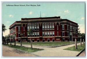 1910 Jefferson Street School Exterior Roadside Fort Wayne IN Posted Postcard