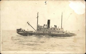 US Lighthouse Tender Ship ILEX Master OC Faulkingham c1920s-30s RPPC