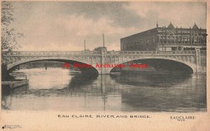 WI, Eau Claire, Wisconsin, River Bridge, Albertype