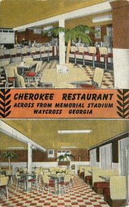 Waycross Georgia Cherokee Restaurant 1959 Kropp Linen Postcard 21-9917