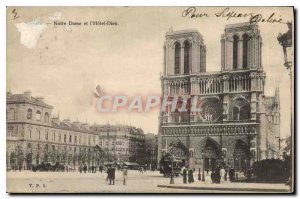 Postcard Old Paris Notre Dame and Hotel Dieu