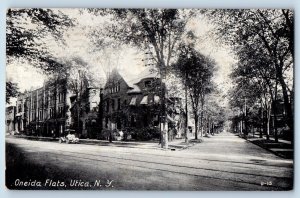 c1910 Utica New York Vintage Postcard Oneida Flats Railway Front Building Posted