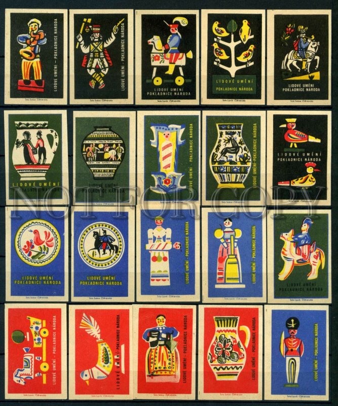 500752 Czechoslovakia Folk Toys Old match labels