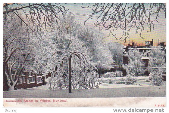 MONTREAL, Quebec, Canada, PU-1909; Drummond Street in Winter