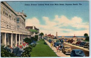 DAYTONA BEACH, Florida  FL    OCEAN AVENUE North from Main St.  1940s  Postcard