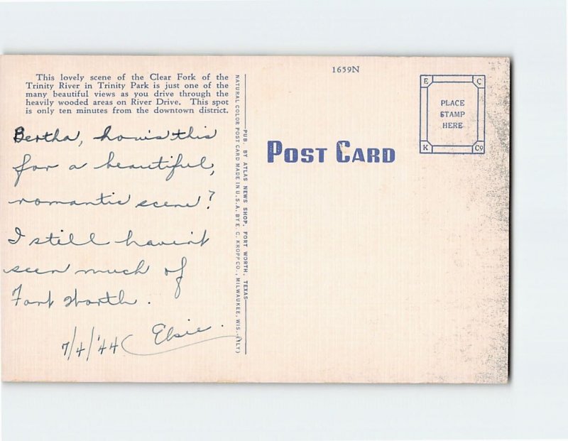 Q-59687 Trinity River Scene Trinity Park Fort Worth Texas