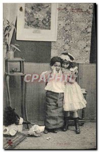 Postcard Old Negro Black Child Valet and maid