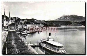 Modern Postcard Luzern mit Rigi Boat