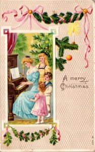 Merry Christmas With Young Girls and Ladies Singing 1908