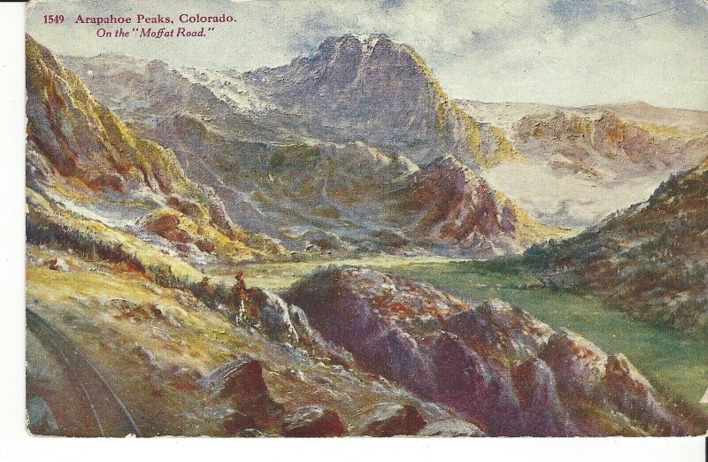 POSTCARD ARAPAHOE PEAKS COLORADO ON THE MOFFAT ROAD