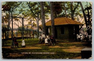 Portland  Maine  Deering Oaks  Playground   Postcard  1913