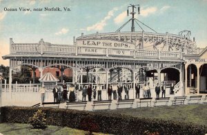 Norfolk Virginia Ocean View Leap the Dips Roller Coaster Postcard AA29677 