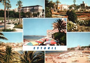 Vintage Postcard Beaches Palms Gardens And Resort Hotels Estoril Portugal PT