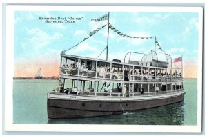 c1920 Excursion Boat Galvez Passenger Ship US Flag Galveston Texas TX Postcard