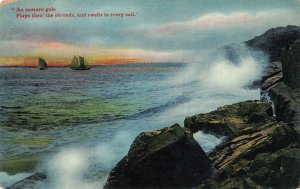 Circa 1898 Eastern Gale Sailing Ships Valentine’s Hand Colored Postcard 10c1-403 