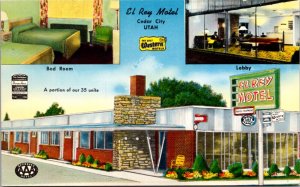 Postcard Multiple Views of El Rey Motel 80 South Main in Cedar City, Utah