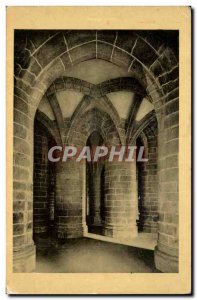 Old Postcard Mont Saint Michel Abbey Crypt Of Big Pillars