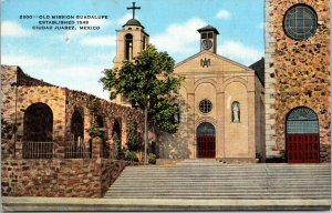 Old Mission Guadalupe Ciudad Juarez  Mexico Postcard Henry S Beach UNP Linen