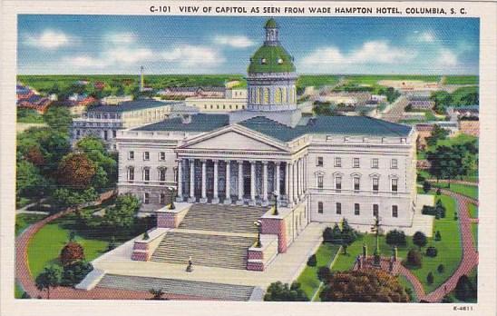 South Carolina Columbia View Of Capitol As Seen From Wade Hampton Hotel