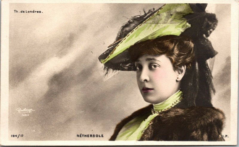 VINTAGE -  French Theater Music Hall OLGA NETHERSOLE photo COLOR postcard