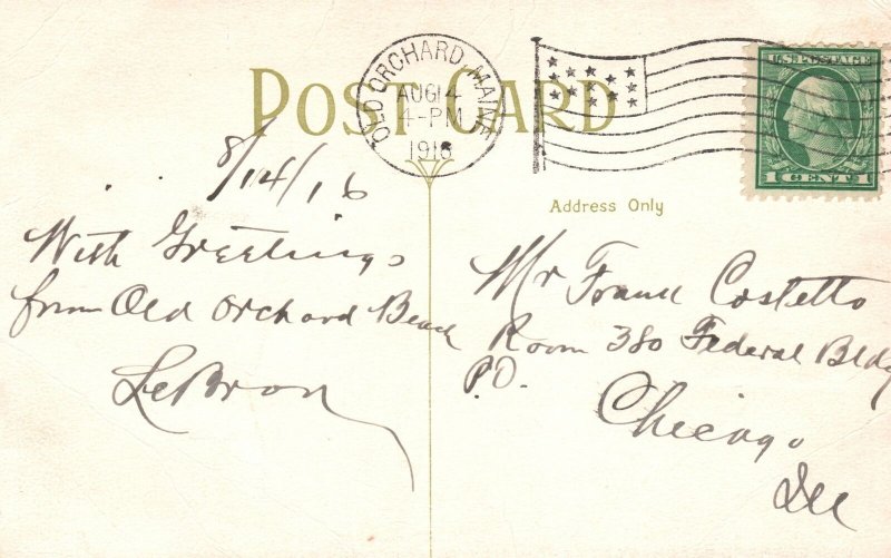 Vintage Postcard 1916 Old Orchard Beach North From Pier Old Orchard