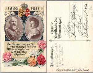 ANTIQUE 1911 POSTCARD - KING WILHELM II & QUEEN CHARLOTTE of WUETTEMBERG