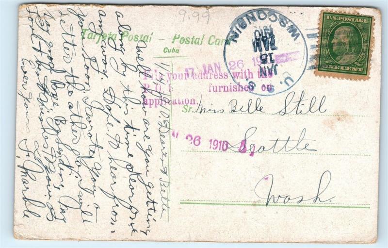 *1910 Caimanera Cuba Murillo Street Family Old Vintage Postcard A66